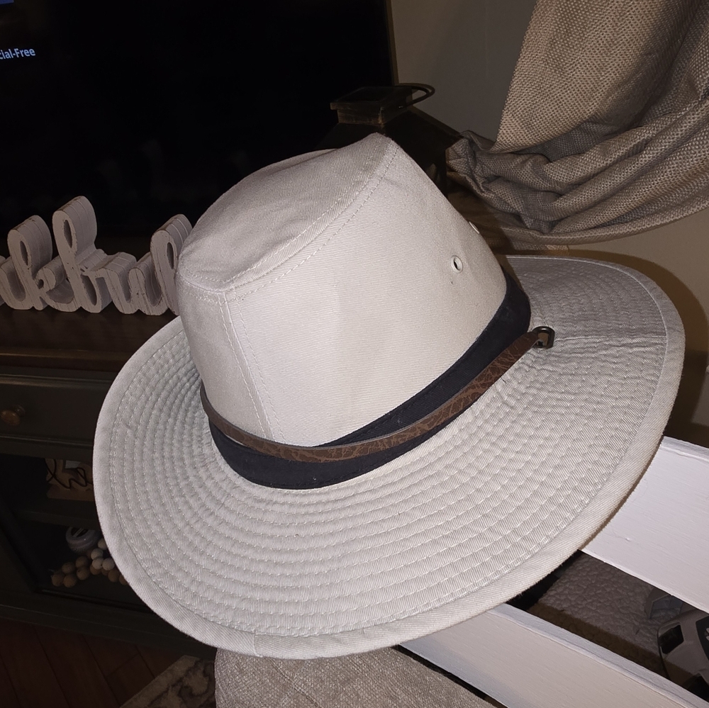 J hats SAFARI Tin Packer HAT Fishing Hiking Canvas Leather Band large